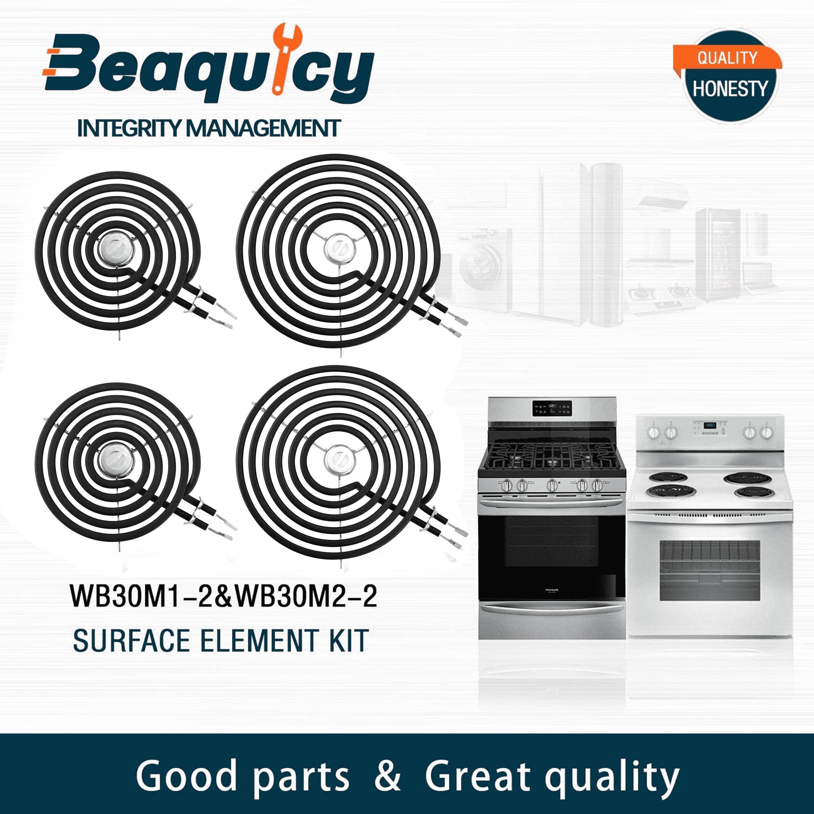 Beaquicy 5-Turn Electric Range Stove Coil Surface Burner Element Kit, 1350 Watts for GE Hotpoint