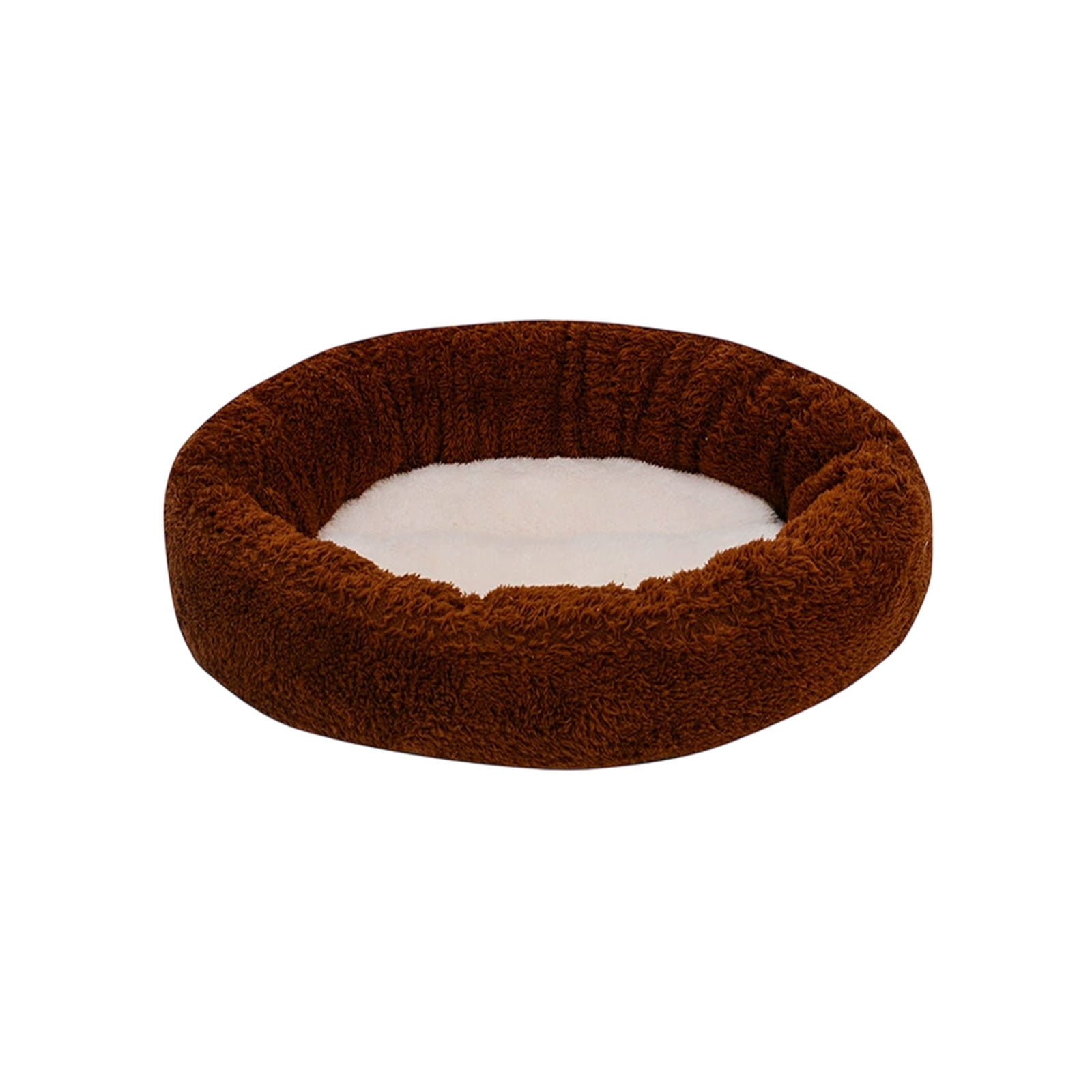 Hxlamzoo Thickened Flock Pet Bed for Cats and Dogs, Soft Warm Kennel Mat with Semi-Enclosed Design, 15.75x13.78x3.94 Inch Cozy Sleeping Pad for Indoor Winter Use, Brown/Gray
