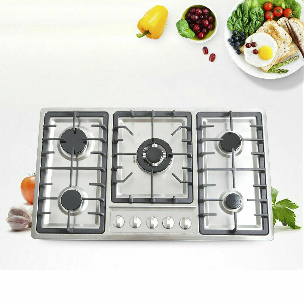 OUKANING 34" Builtin 5 Burners Gas NG/LPG Cooktops Stainless Steel