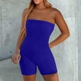 thumbnail image 2 of GILIGEGE Womens Tube Rompers Summer Strapless Basic Sleeveless Ruched Stretch Classic-Fit Rompers Slim Fit Shapewear Strapless Bodycon Tube Romper Bodysuit Strapless Tube Bodycon Shorts Jumpsuit, 2 of 8