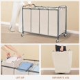 thumbnail image 4 of Laundry Sorter 4 Section, 47.8 Gal (181 L) Laundry Hamper with Wheels, Clothes Divider Basket Sorter, Clothes Separator Hamper Cart with Wheels and Removable Bags, Gray, 4 of 7
