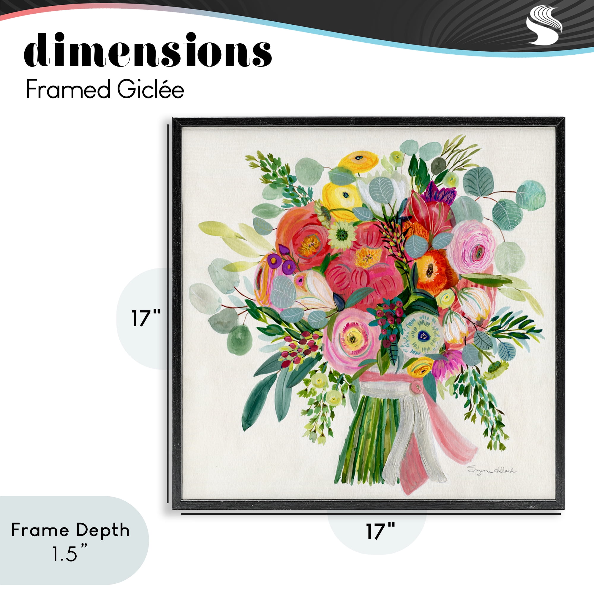 Stupell Industries Constant Friend Bouquet Black Framed Giclee Art, design by Suzanne Allard