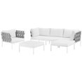 thumbnail image 4 of Modway Harmony Sectionnel de Mobilier de Patio Extérieur en Aluminium, 6 Pcs, Blanc, 4 of 9