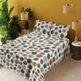 thumbnail image 2 of Ambesonne Geometric Fitted & Flat Sheet with Shams 4 Pcs Set, Atomic Sketch Mid Century, Calking, Orange Green Blush, 2 of 5