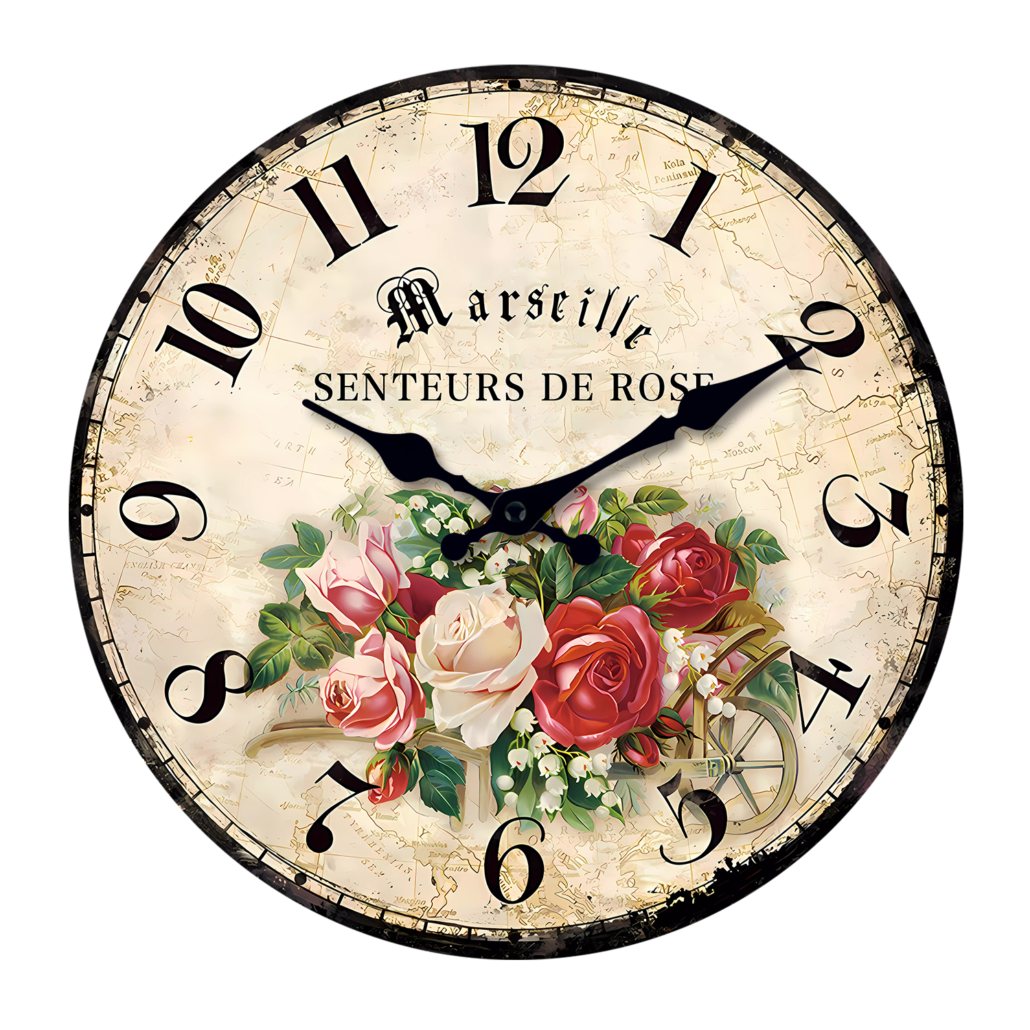 Constantplanet 12-Inch Vintage Rose Floral Wall Clock