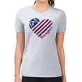thumbnail image 4 of Women's G-III 4Her by Carl Banks  Heather Gray Texas Rangers Heart Graphic Fitted T-Shirt, 4 of 5