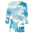 thumbnail image 6 of JTZGDY 3/4 Length Sleeve Tops for Women Loose Fit Casual Beach Tropical Printed Summer Crewneck Oversized Tunic Blouse Lightweight Cozy Graphic Vacation T-Shirts Multicolor#09 XL, 6 of 6