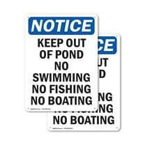 (2 Pack) Keep Out Of Pond No Swimming No OSHA Notice Sign 10 Inch X 14 Inch Indoor / Outdoor Rust-Free Aluminum Metal Signs for Workplace, Workshop, and Construction Site, Made in the
