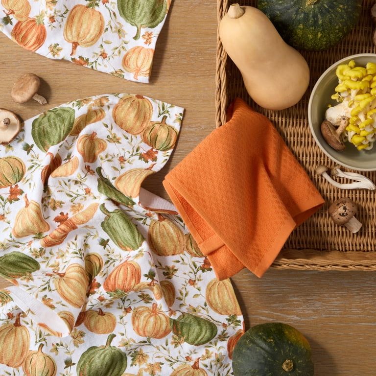 MARTHA STWEART Autumn Harvest Kitchen Towels 3-Pack Set, 100