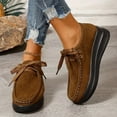 thumbnail image 2 of Women's Casual Suede Dress Shoes Comfortable Platform Wide Toe Box Non Slip Walking Shoes Vintage Lace Up Sneakers Brown Size 7.5, 2 of 5