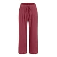 thumbnail image 4 of GEWSEY Women's Summer High Waisted Baggy Pants Casual Below Ankle Length Trouser Slacks with Pockets (, L), 4 of 5
