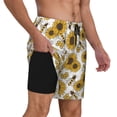 thumbnail image 2 of Kdxio Sunflowers And Bees Print Men'S Swim Trunks With Compression Liner 7 Inch Inseam Quick Dry Swim Shorts, 2 of 7