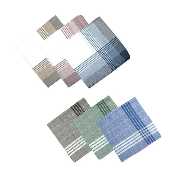 6Pcs Men Comfortable Plaid Hankies Men Kerchiefs Men
