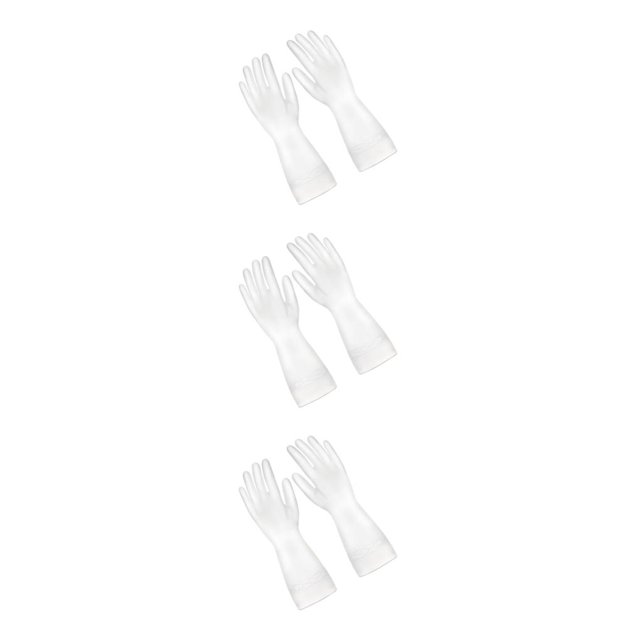 Bearachild guantes de limpieza cocina látex lavavajillas resistente al desgaste antiadherente manopla protector de manos baño blanco / l Type1 NO1