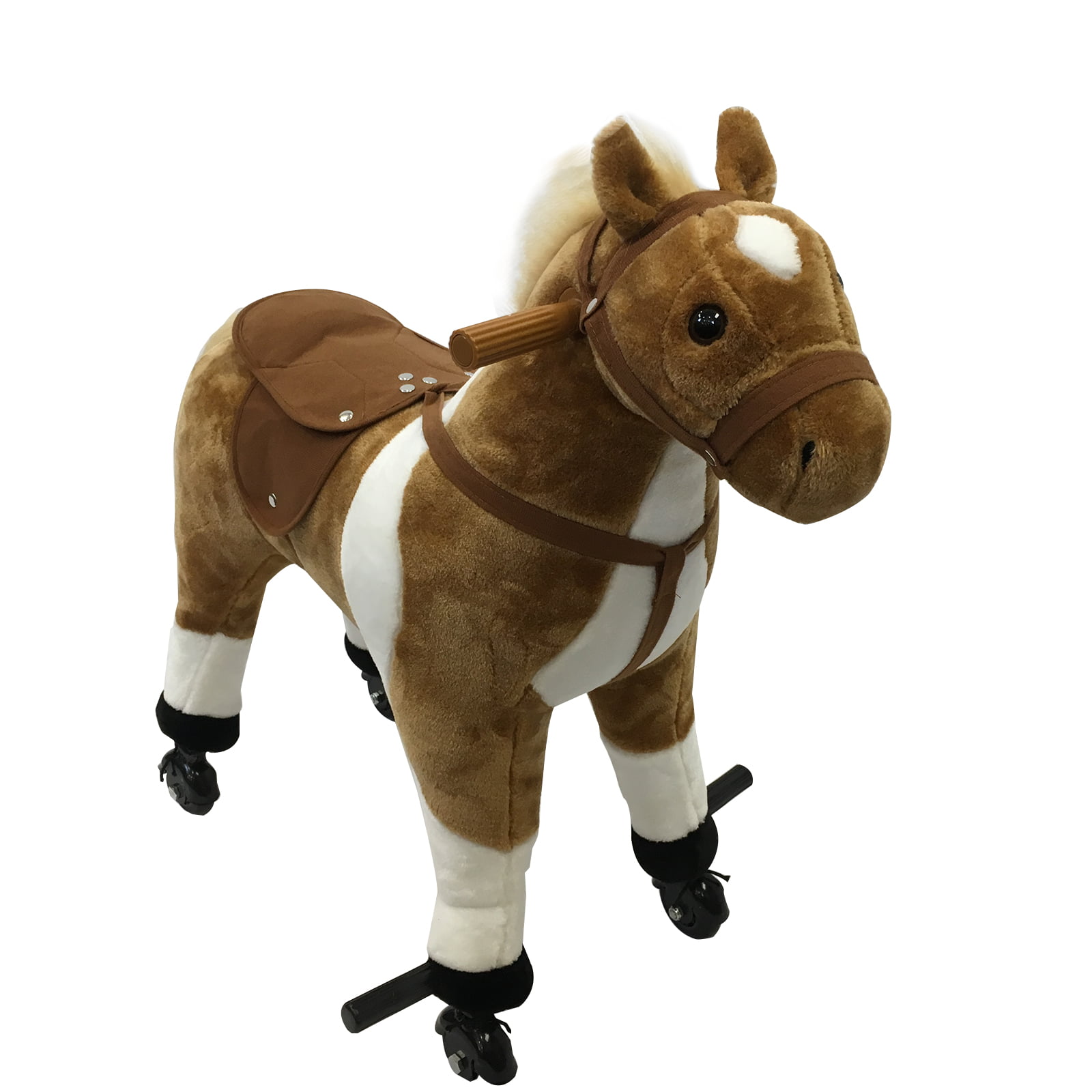 Qaba Extra Large Kids Plush Ride On Toy Walking Horse with 