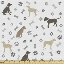 Ambesonne Dog Lover Fabric by the Yard Upholstery, Paw Print and Bones, 3 Yards, Umber Beige Grey