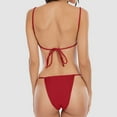 thumbnail image 5 of WREESH Womens Two Piece Swimsuit String Bikini Sets Solid Color Fashion Casual Broadband Sling Binding Bikinis Sets Beach Bathing Suit Red, 5 of 6