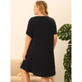 thumbnail image 4 of Camisón de talgrande pamujer, rode dormir de mancorta, vestido de dormir con cuello redondo, rode dormir Negro 4XL, 4 of 6