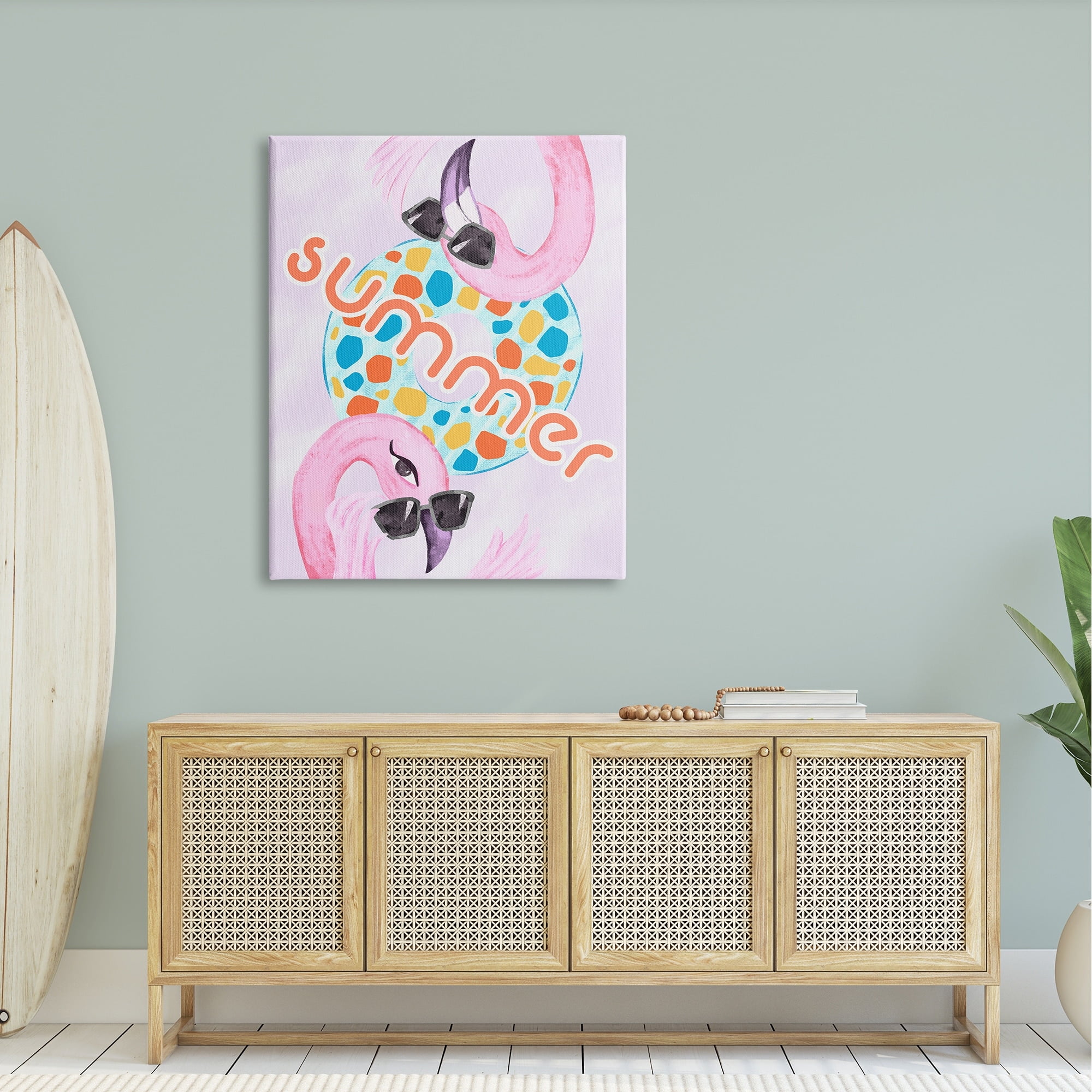Stupell Industries Pink Summer Flamingos Pool Float Tropical Sunglasses Graphic Art Gallery Wrapped Canvas Print Wall Art, Design by Ziwei Li