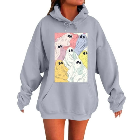 NMMUED Halloween Outfits for Women Halloween Clothes for Women Womens Fall Fashion Fall Clothes Womens Fall Clothing Womens Halloween Tops Light Gray S