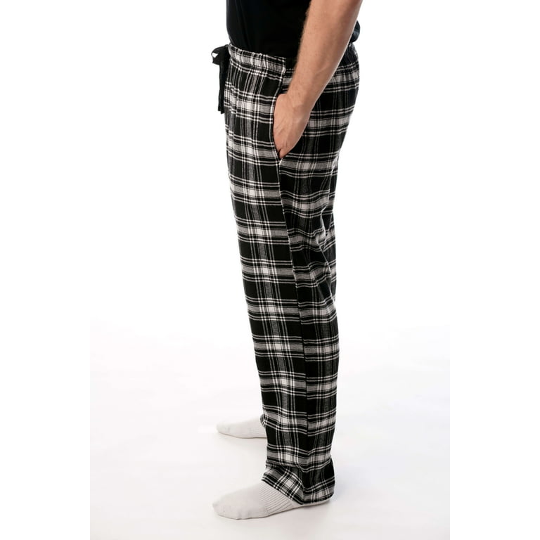 #followme Men's Flannel Pajamas - Plaid Pajama Pants for Men - Lounge &  Sleep PJ Bottoms (Black - Plaid, Large)
