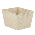 thumbnail image 2 of Home Basics Medium Polyester Woven Strap Storage Bin With Handles, Ivory (6 Pack), 2 of 7