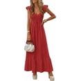 thumbnail image 3 of PRETTYGARDEN Women's Summer Casual Maxi Dresses Cap Sleeve V Neck Smocked Long Pockets Party Sundress Vacation Outfits, 3 of 8