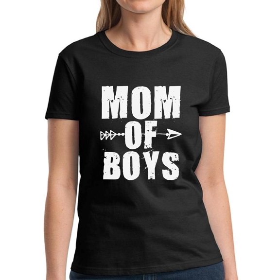 Dreamtees Shirts for Women Mom Of Boys S M L XL 2XL 3XL White Print - Mother's Day Gift Graphic Tee