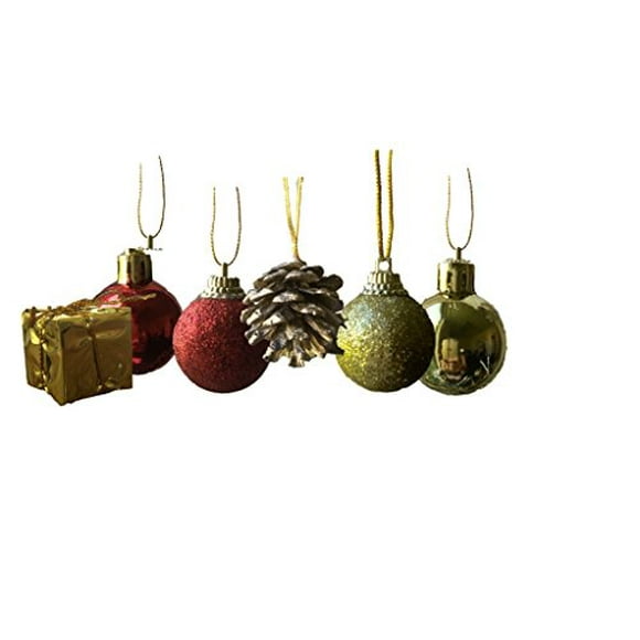BANBERRY DESIGNS Christmas Ornaments - Assorted Set of 192 Ornaments - Red and Gold Ball Ornaments - Pinecones and Presents - Each Ornament is Approxi