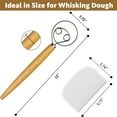 thumbnail image 3 of 13-Inch Danish Dough Whisk and Scraper, Wooden Danish Whisks for Dough with 18/8 Stainless Steel Dough Hook, Sturdiness Dutch Bread Whisk for Sourdough, Pizza, Pastry, Cake Batter, 3 of 6