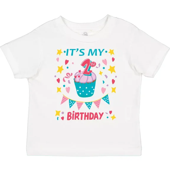 Bella Canvas Colorful Cupcake And Confetti Girls 2nd Birthday Toddler Shirt 2 Yo Toddler Shirt