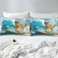 thumbnail image 5 of Cute Cat Bed Sheets Set Ocean Theme Twin Sheet Set, Tropical Beach Sheets Surfing Surfboard Bed Set, Kawaii Kitten Animal Flat Sheet, 5 of 6