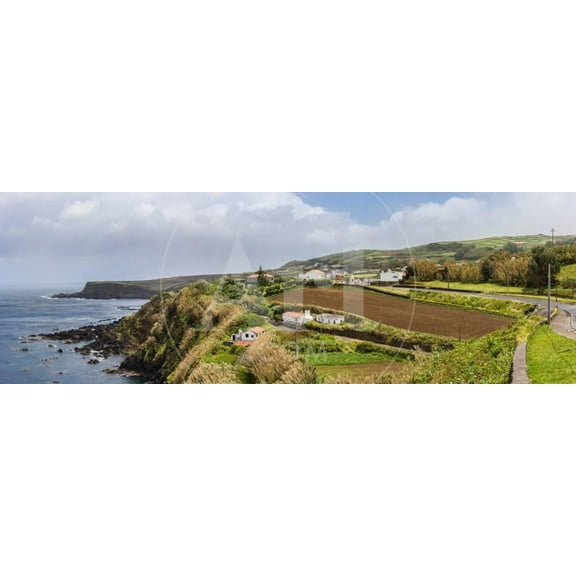 View of farmland along coast, Terceira Island, Azores, Portugal, Scenic Unframed Photographic Print Wall Art Sold by Art.Com