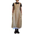 thumbnail image 1 of JUNWELL Robe d'Été Sans Manches à Encolure Carrée avec Poches en Coton Lin, 1 of 7
