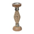 thumbnail image 1 of Diamond Raffia Metal Pillar Candlestick 12 ", 1 of 3