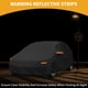 thumbnail image 3 of Funda para automóvil Unique Bargains impermeable para todo clima, anti-UV, cubierta exterior completa para Volkswagen Polo Hatchback 2001-2023 190T-PU negra con franjas reflectantes, 3 of 5