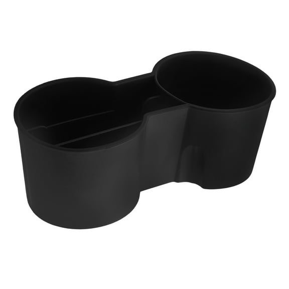 QIFULL Dual Cup Holder Insert for Cars Black Plastic with Phone Storage Tray