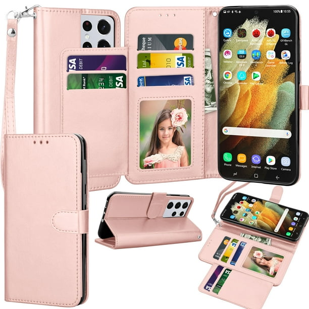 Galaxy S21 5g Case For Samsung Galaxy S21 Wallet Case Takfox Leather Case Id Cash Credit Card Slots Holder Purse Flip Cover Hard Phone Cases Cover Kickstand Magnetic Closure Lanyard