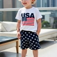 thumbnail image 2 of YABCSAZ Boys Summer Outfit Sets Short Sleeve T-Shirts Tops and Wide Leg Bermuda Shorts Kids Sets Cute Graphic Summer Clothes Loose Beach Outfit Sets Casual Baby 2Piece Playwear Sets Size 4 Years, 2 of 5