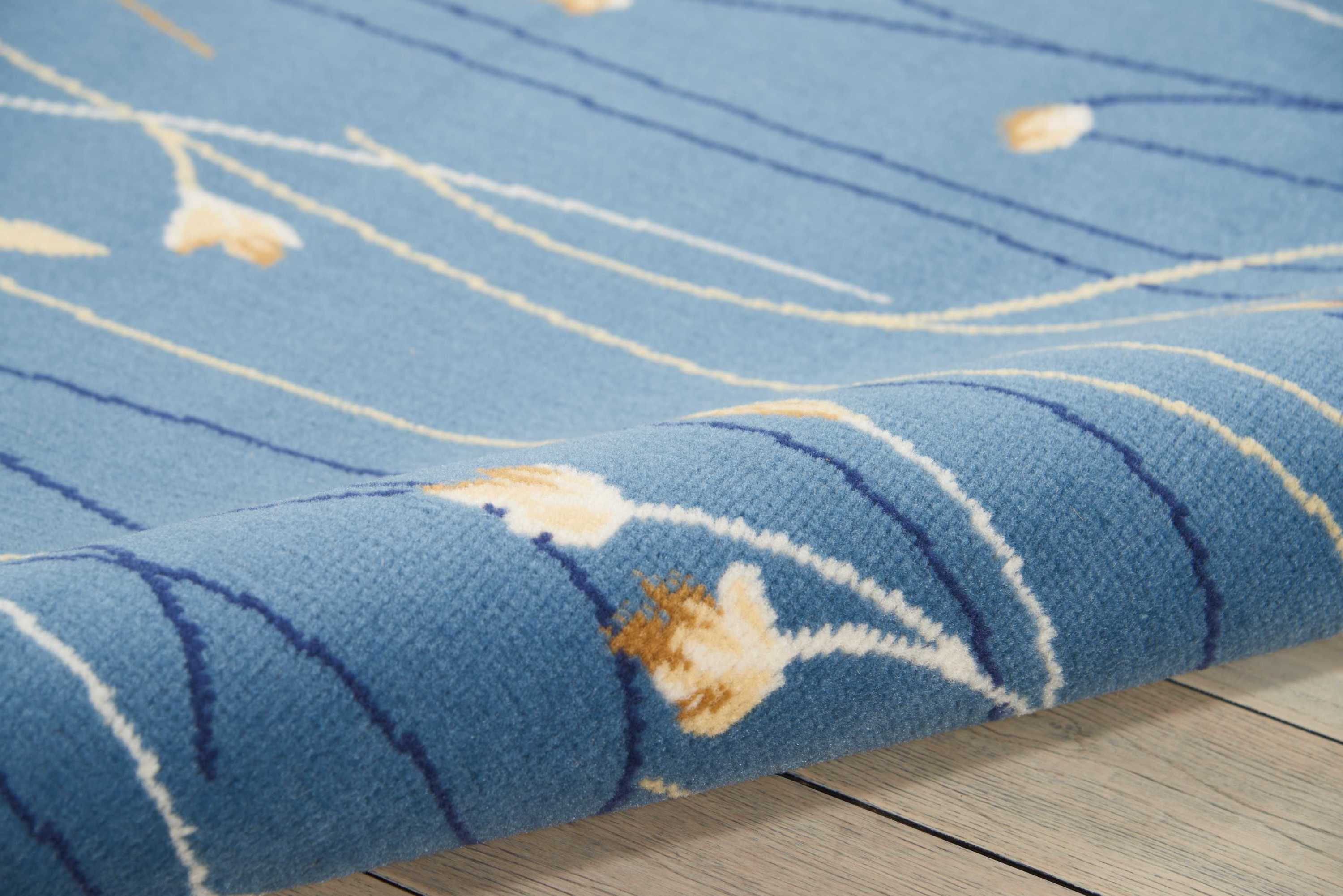 Light Blue Botanical Area Rug by Pinewood Grove