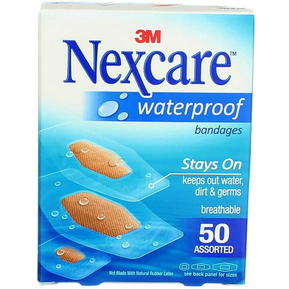 Nexcare Waterproof Clear Bandages Assorted 50 Each (Pack of 6)