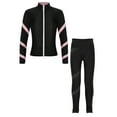 thumbnail image 1 of Yeahdor Kids Girls 2 Piece Figure Skating Training Suit Long Sleeve Zipper Jacket And Rhinestone Leggings Set Pink 8, 1 of 7