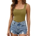 thumbnail image 3 of Women Built-in Bra Tank Tops BWASD Casual Double Lined Sleeveless Shirts Strechy Slim Fit Shelf Bra Daily Cami Padded Tank Top Sport Outdoor Summer 2026 S-4XL Green, 3 of 7