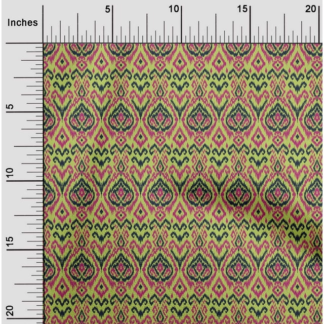 oneOone Polyester Lycra Fabric Diamond & Swirl Ikat Printed Fabric 1 Yard 56 Inch Wide