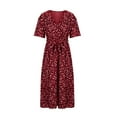 thumbnail image 5 of DJskiyers Summer Midi Dresses For Women Floral Plus Size Dresses V Neck Sundress Fashion Empire Waist Dress Short Sleeve Boho Dress, 5 of 8