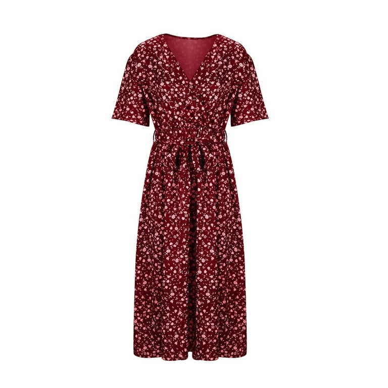 burgundy ditsy floral dress 70s Inspired Burgundy Ditsy Floral Maxi Dress V Neck Angel Sleeve Empire  Waist – Pretty Kitty Fashion main image 1