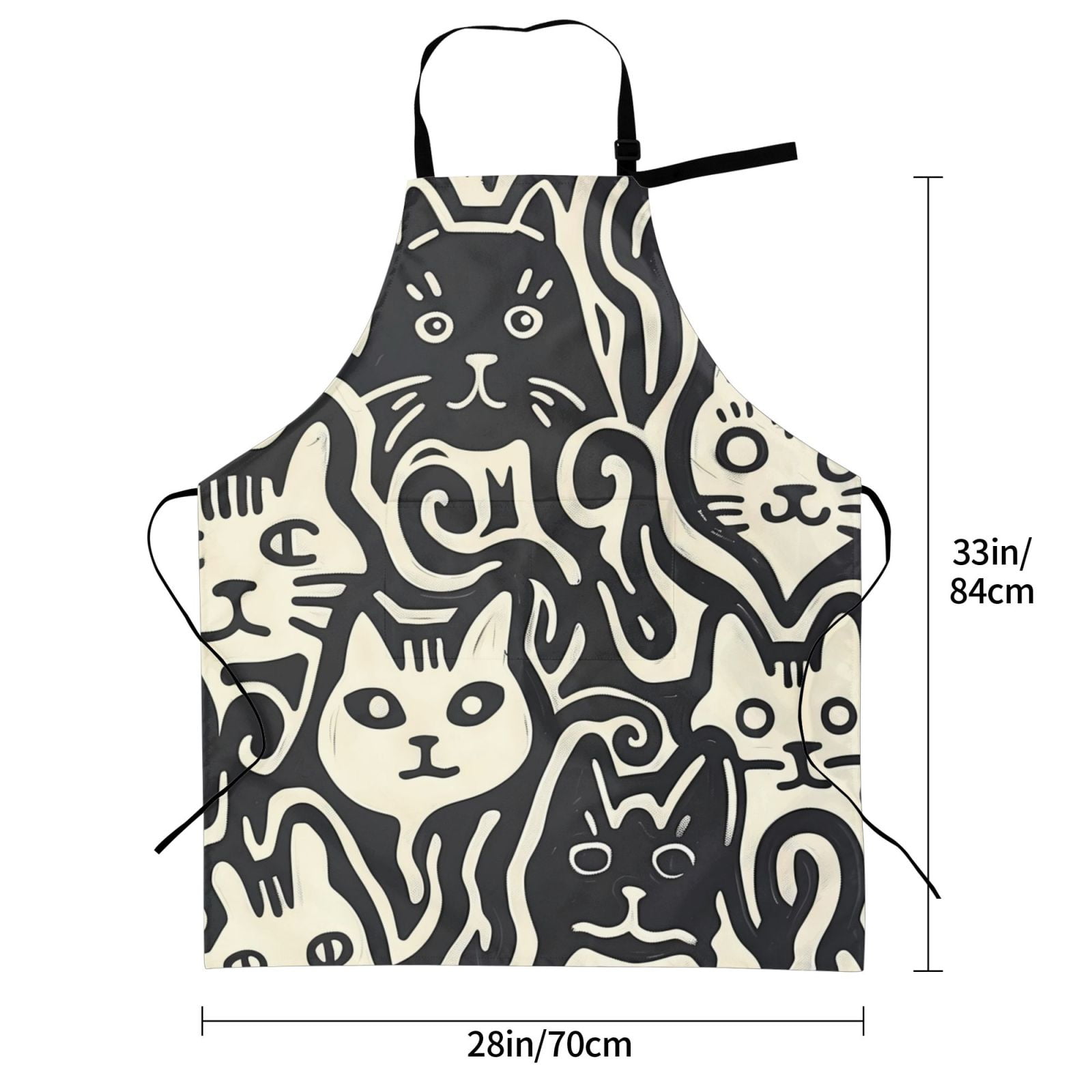Kdxio Abstract Cat Faces Pattern Apron with Pockets Adjustable Kitchen Aprons for Men Women Waterproof Aprons for Cooking,Drawing,Crafting, Baking Household Cleaning