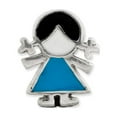thumbnail image 2 of Fancy Bead White Sterling Silver Themed 10 mm 8.18 Reflections Enameled Blue Dress Girl Bead, 2 of 3