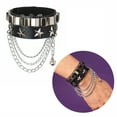 thumbnail image 2 of Snap Punk Rock Wrap PU Leather Bracelet Men Vintage Star Spikes Rivet Gothic Wide Cuff Bracelets For Women Jewelry, 2 of 11