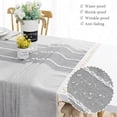 thumbnail image 5 of Rectangle Waterproof Tablecloth, 55x102" Embroidery Burlap Linen with Tassel, Stain and Water Resistant Table Cover for Kitchen Dining Room(Grey Lines), 5 of 5